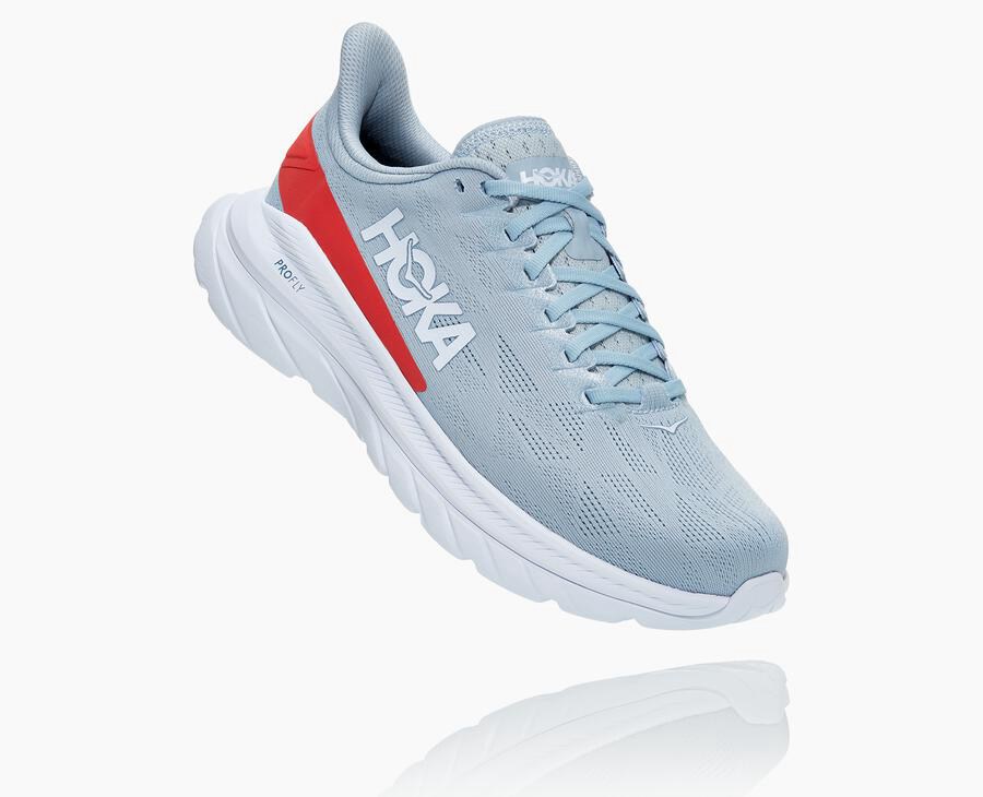 Hoka One One Mens Running Shoes - Mach 4 - Blue/White - RQVP37921